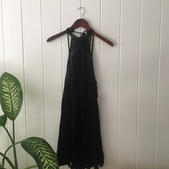 NWT Free People Fit & Flare Open Black Slip Dress - Picture 5 of 8